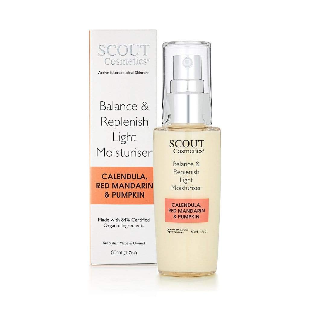 Scout Cosmetics Skincare Balance & Replenish Light Moisturiser with Calendula, Red Mandarin & Pumpkin