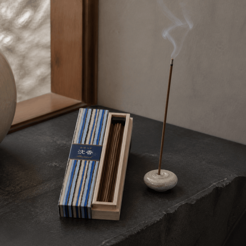 Nippon Kodo incense burning in a natural home setting