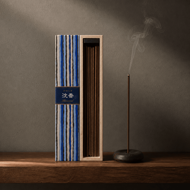 Nippon Kodo incense burning in a natural home setting