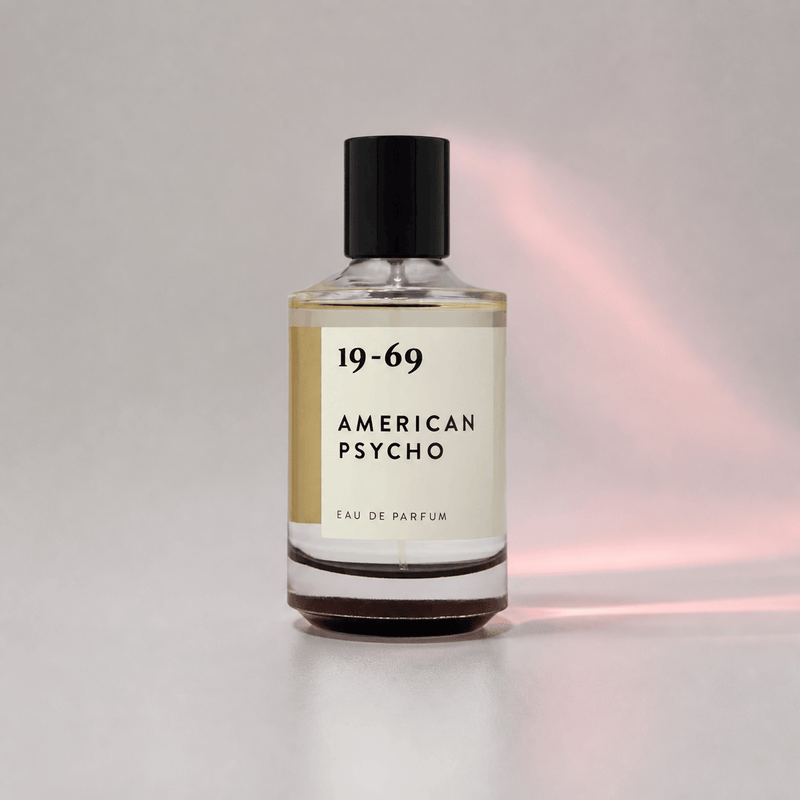 American Psycho Eau de Parfum with soft pink studio light