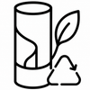 Plastic-free paper tube and recycling icon