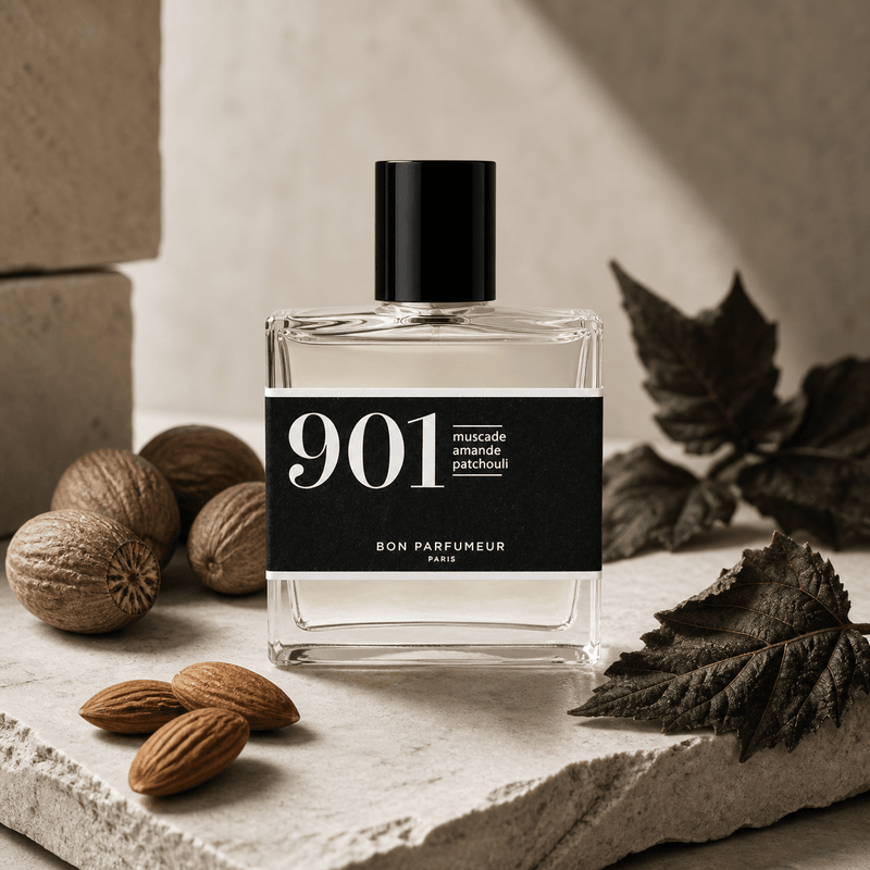 Bon Parfumeur 901 Eau de Parfum with nutmeg, almond and patchouli styling