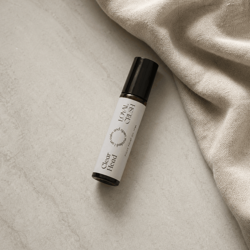 Clear Head pulse point roller with natural linen