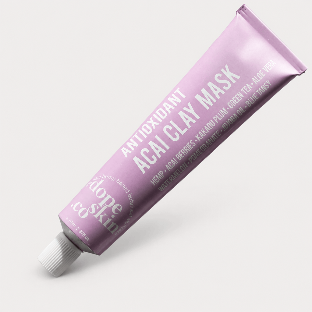 Dope Skin Co Antioxidant Acai Clay Mask on a pale grey background