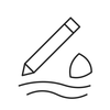 Line icon representing blendable eyeliner that sets