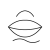 Line icon representing sculpted deep nude lip contour