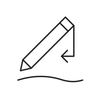 Line icon representing retractable lip liner precision