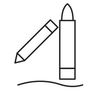 Line icon representing lip liner and lipstick pairing