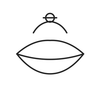 Line icon representing pale nude pink lip colour