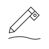 Line icon representing a retractable eyeliner with sharpener