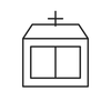 Refillable gold compact line icon