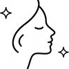 Line drawing of a profiled face with closed eyes and stars on a white background