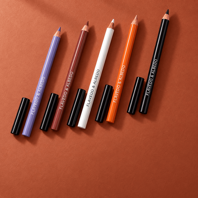 Flavedo & Albedo liner range packaging on terracotta background