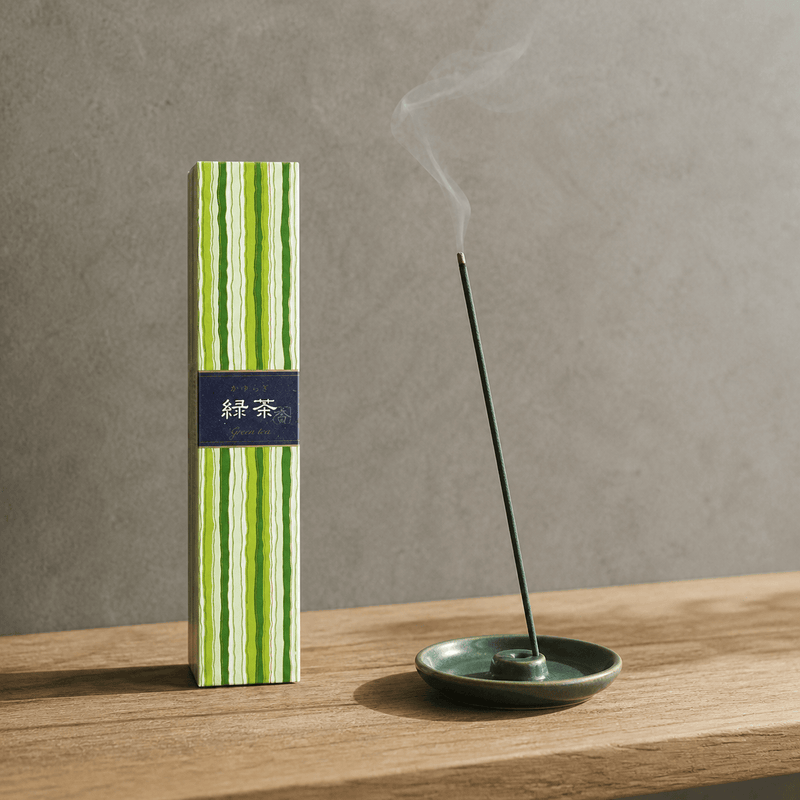 Nippon Kodo incense burning in a natural home setting