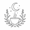 Calm Cacao - Evening Blend – steaming cup under crescent moon benefit icon