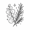 Clear Head Pulse Point Roller – eucalyptus and rosemary sprigs with sparkle benefit icon