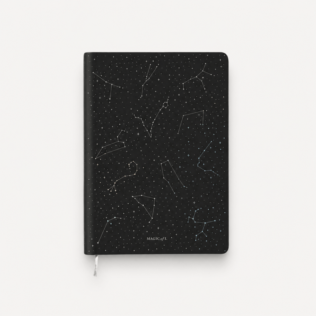 Magic Of I Journal Vegan Leather Journal - Night Sky Black/Silver