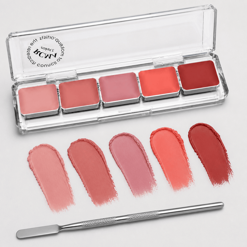 RCMA 5 Part cream blush palette shade swatches