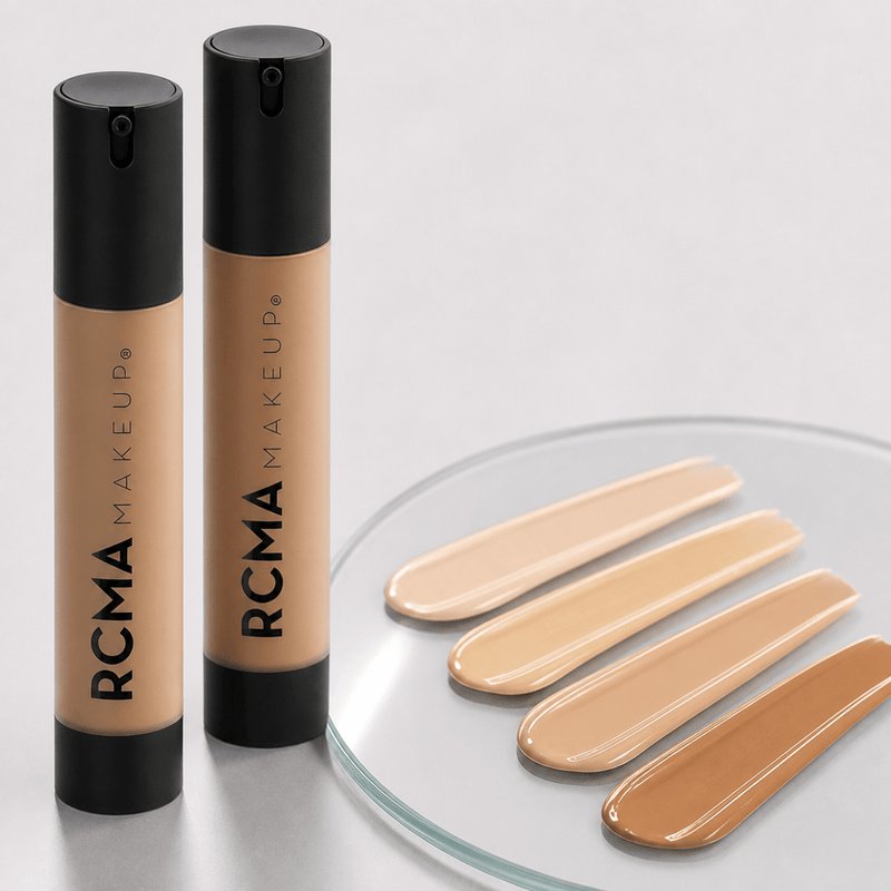 RCMA G Series liquid foundation golden undertone swatches