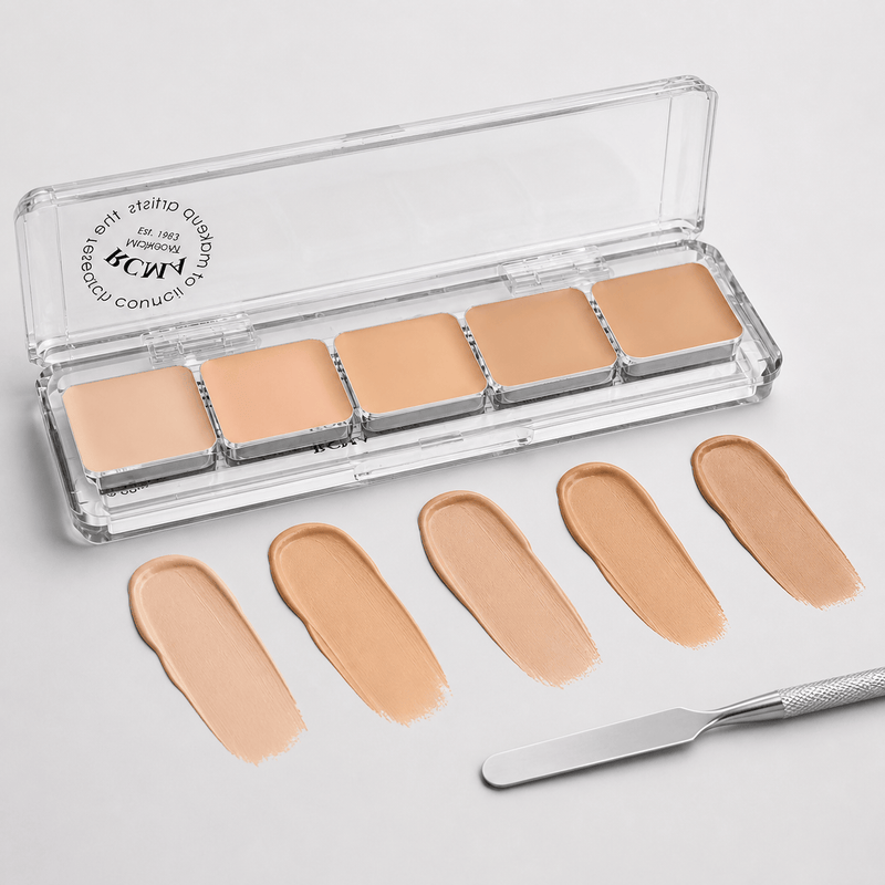RCMA KA 5 Part foundation palette shade swatches