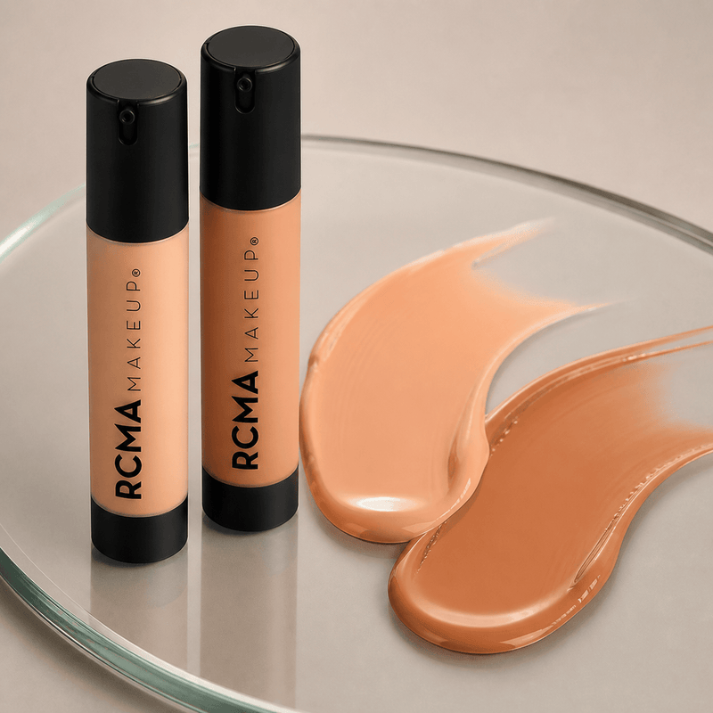 RCMA P Series liquid foundation peach warm swatches