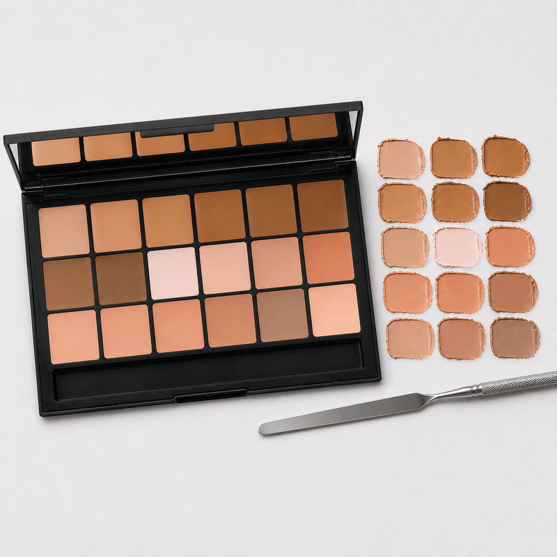 RCMA VK11 18 pan foundation palette shade swatches