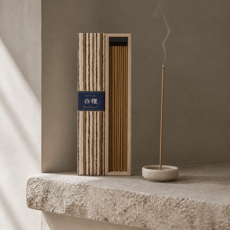 Nippon Kodo incense burning in a natural home setting