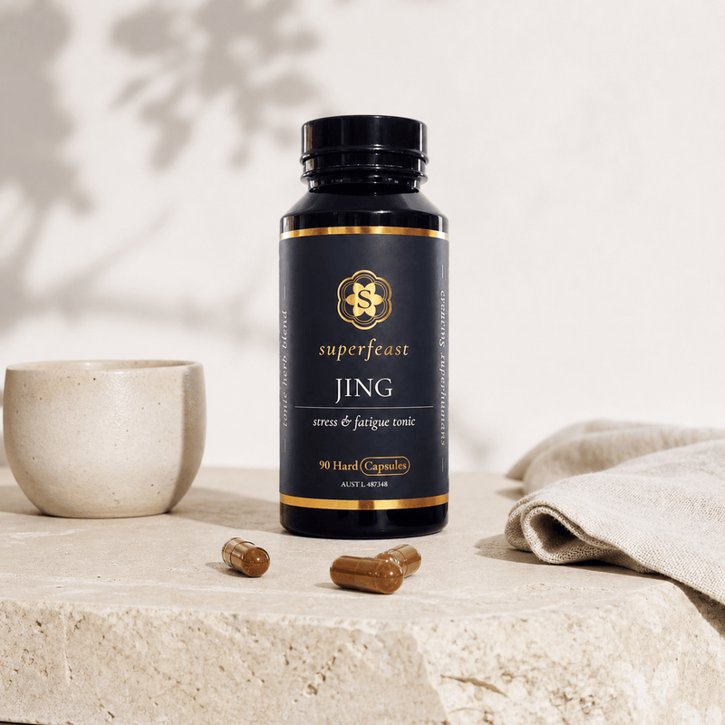 SuperFeast jing capsules left lifestyle image