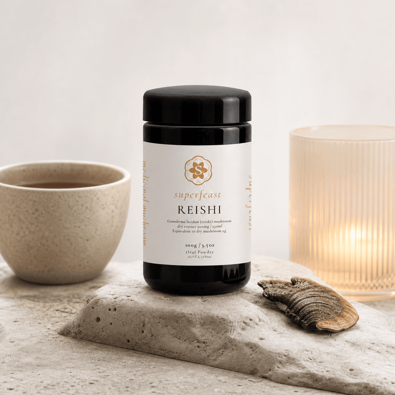 SuperFeast reishi left lifestyle image