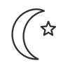 Crescent moon and star line icon for dream ritual