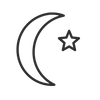Crescent moon and star line icon for evening rest