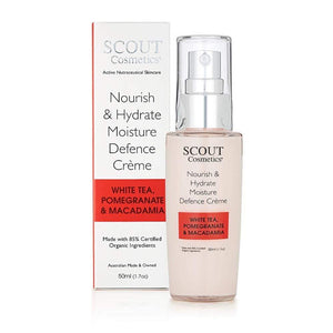 Scout Cosmetics Skincare Nourish & Hydrate Moisture Defence Crème with White Tea, Pomegranate and Macadamia